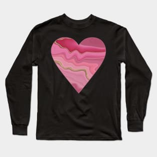 creative heart patterned with pink gold slice agate Long Sleeve T-Shirt